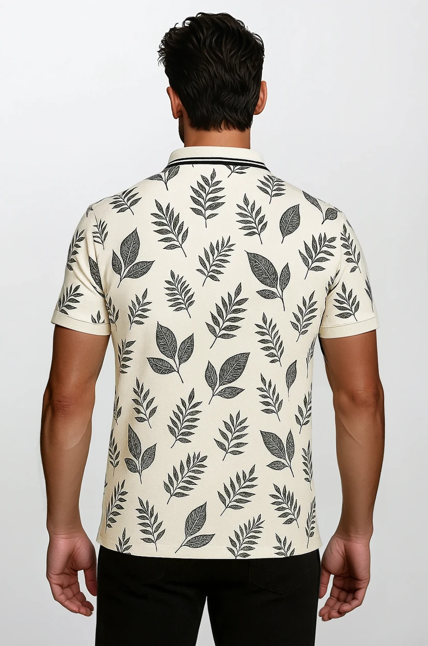LeafLuxe Polo – Naturlig Elegance med Botanisk Print
