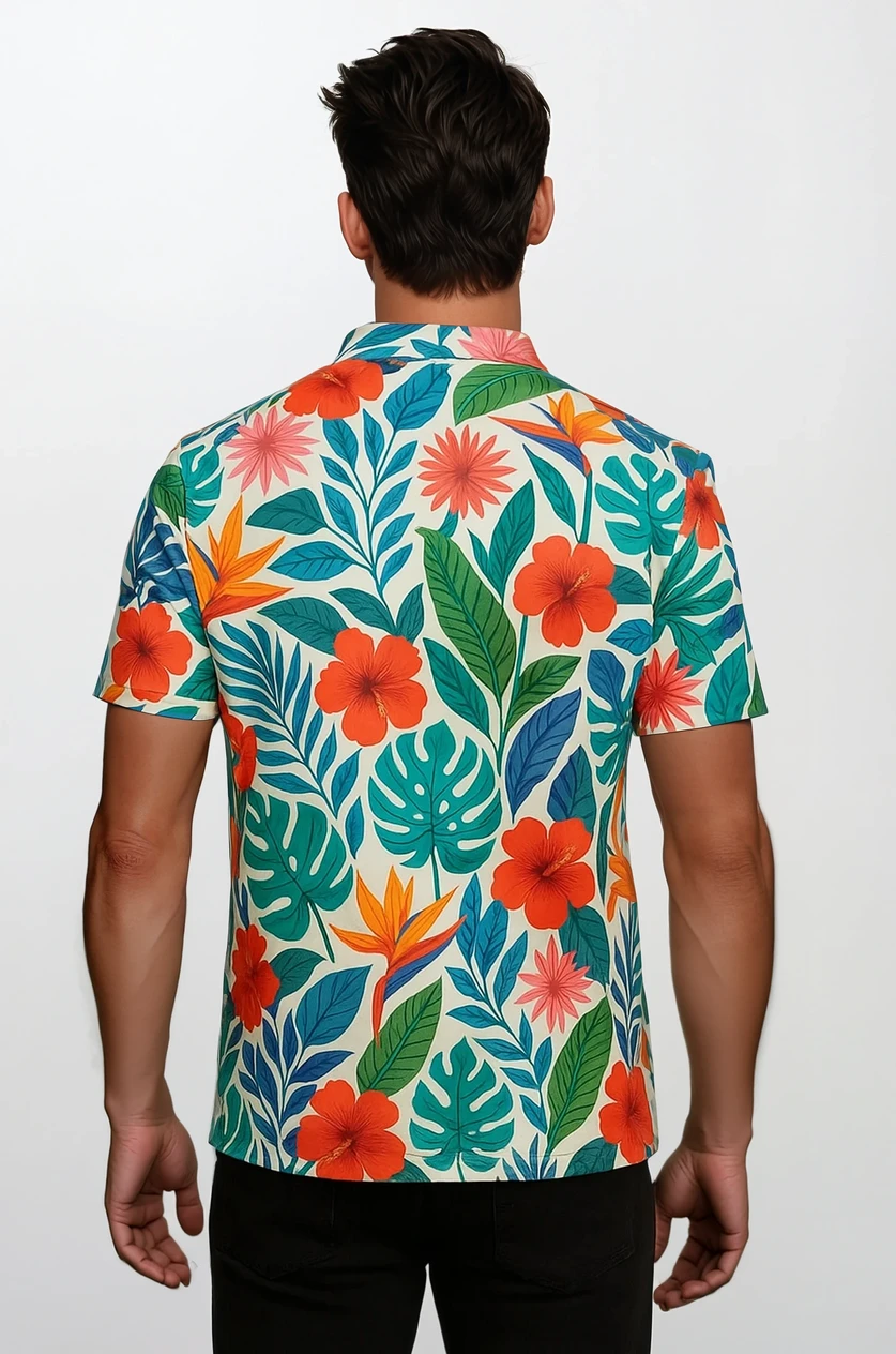 ParadiseShirt – Tropisk Skjorte med Farverigt Blomsterprint