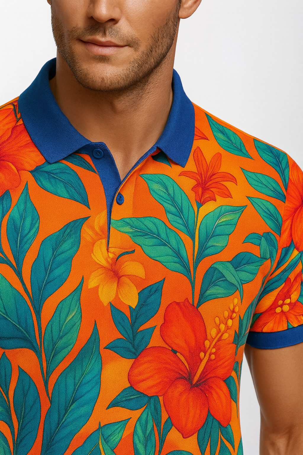 TropicVibe Polo – Sommerlig Stil med Livlig Blomsterprint