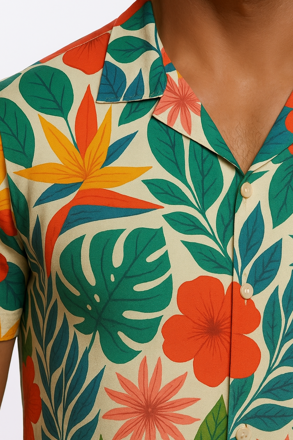 ParadiseShirt – Tropisk Skjorte med Farverigt Blomsterprint