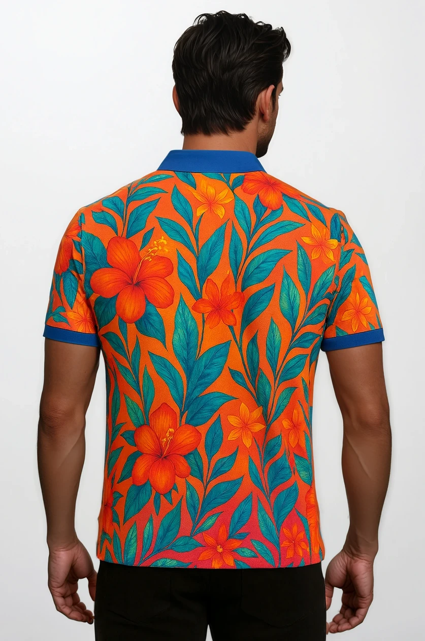 TropicVibe Polo – Sommerlig Stil med Livlig Blomsterprint